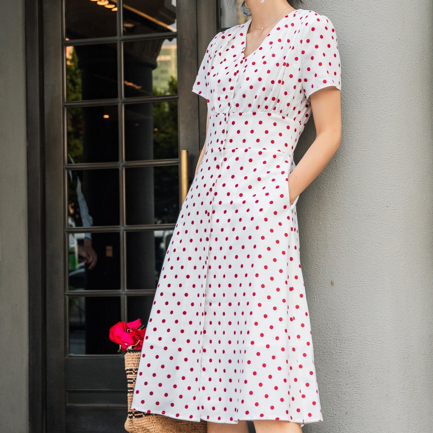 Romantic Cottagecore Polka Dot Summer Dress