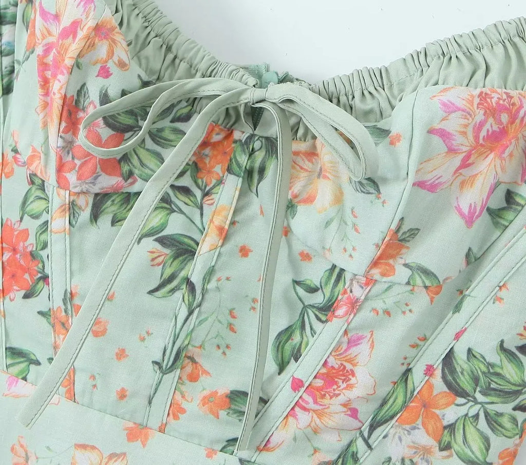 Whimsical Cottagecore Floral Strap Summer Dress