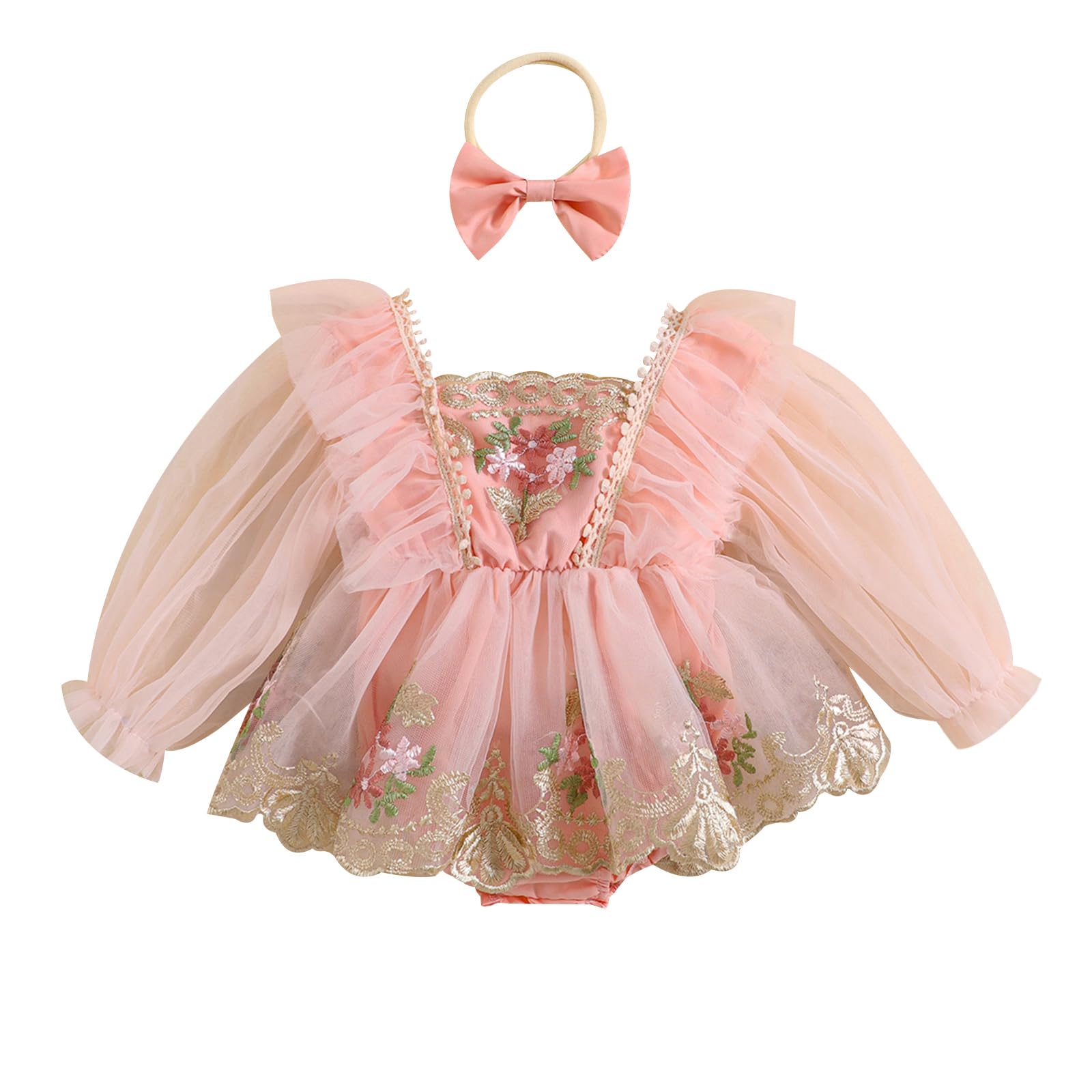 Floral Boho Lace Baby Girl Romper