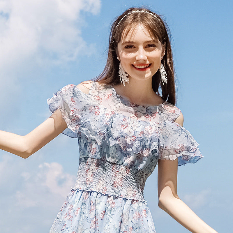 Summer Floral Chiffon A-Line Dress