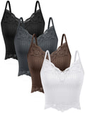 Y2K Spitzen-Cami-Crop-Tops, 4er-Pack – Einheitsgröße