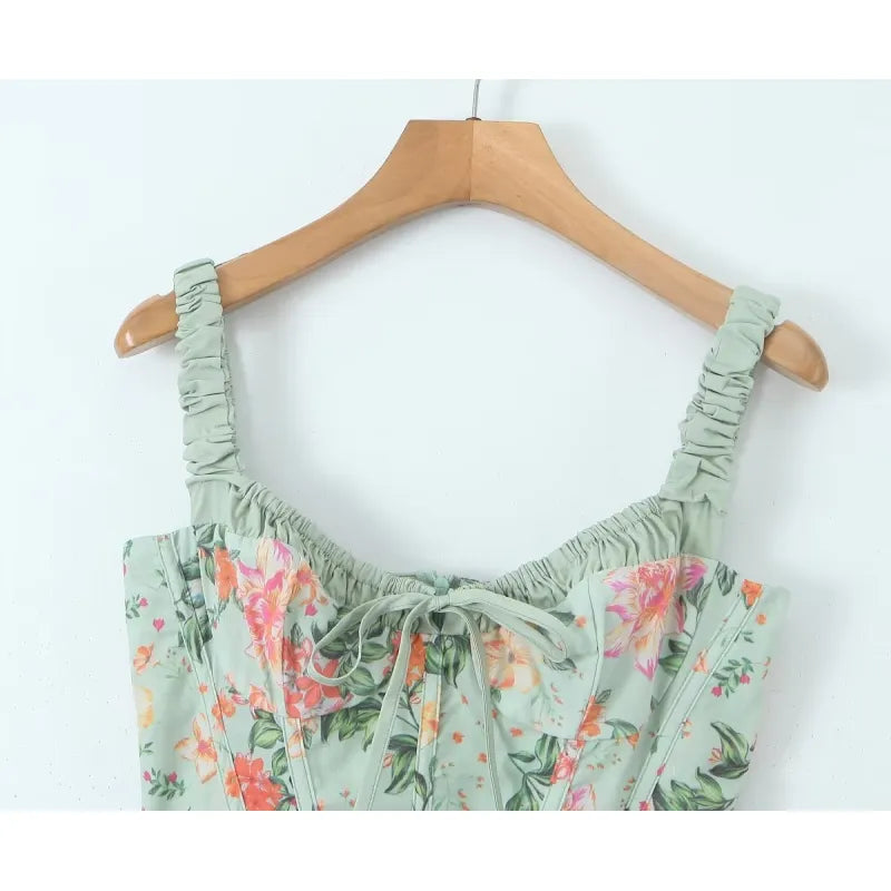 Whimsical Cottagecore Floral Strap Summer Dress