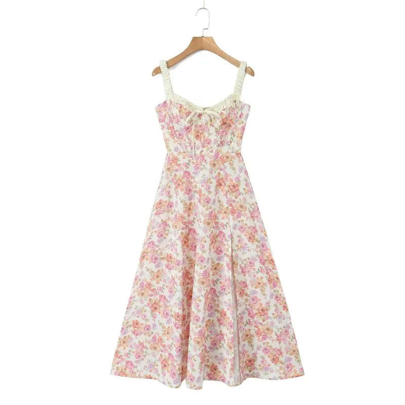 Whimsical Cottagecore Floral Strap Summer Dress