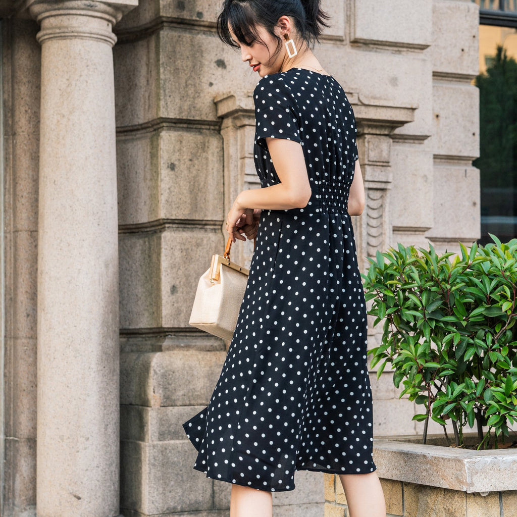 Romantic Cottagecore Polka Dot Summer Dress
