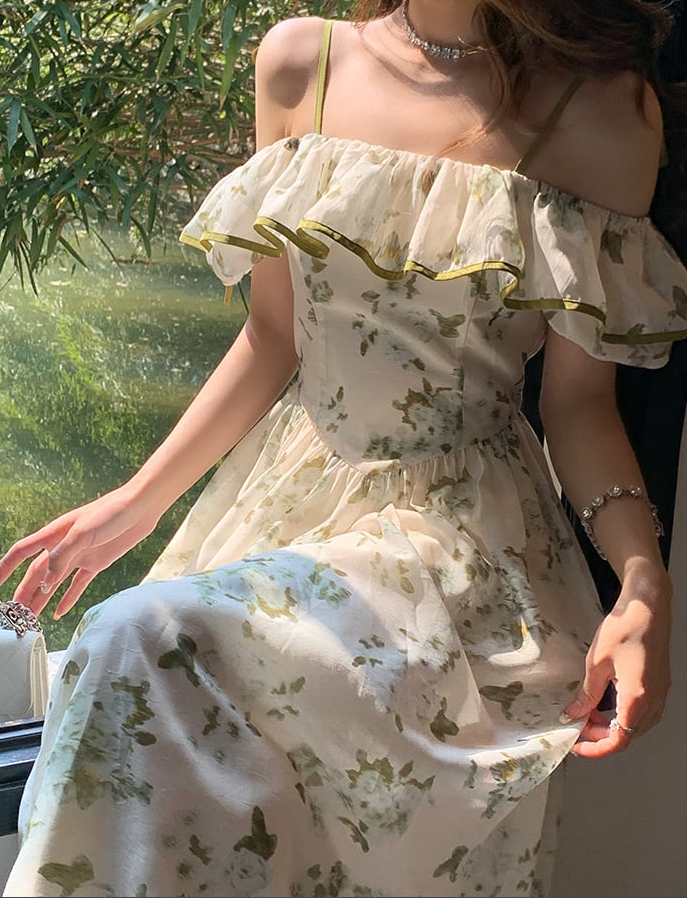 Ladies' Emerald Floral Day Summer Dress