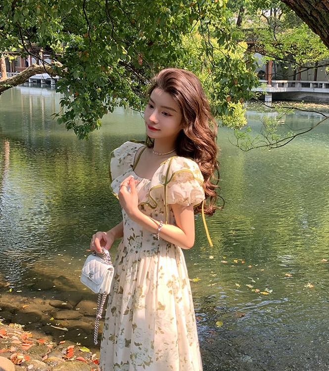 Ladies' Emerald Floral Day Summer Dress