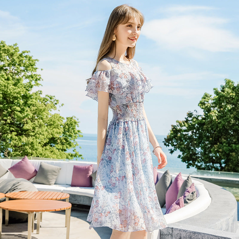 Summer Floral Chiffon A-Line Dress