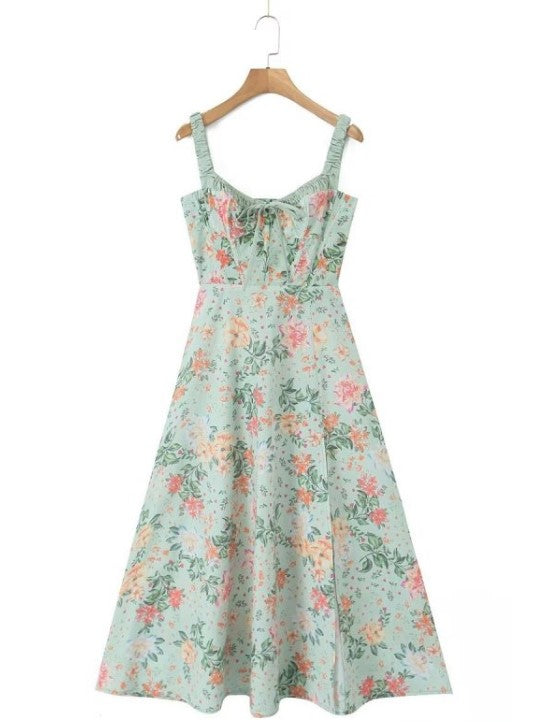 Whimsical Cottagecore Floral Strap Summer Dress