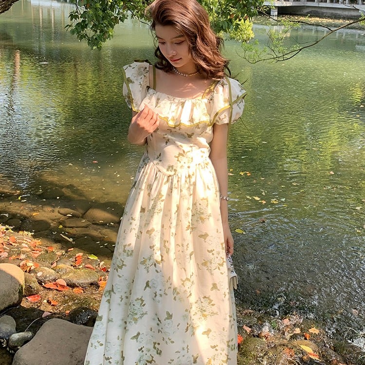 Ladies' Emerald Floral Day Summer Dress