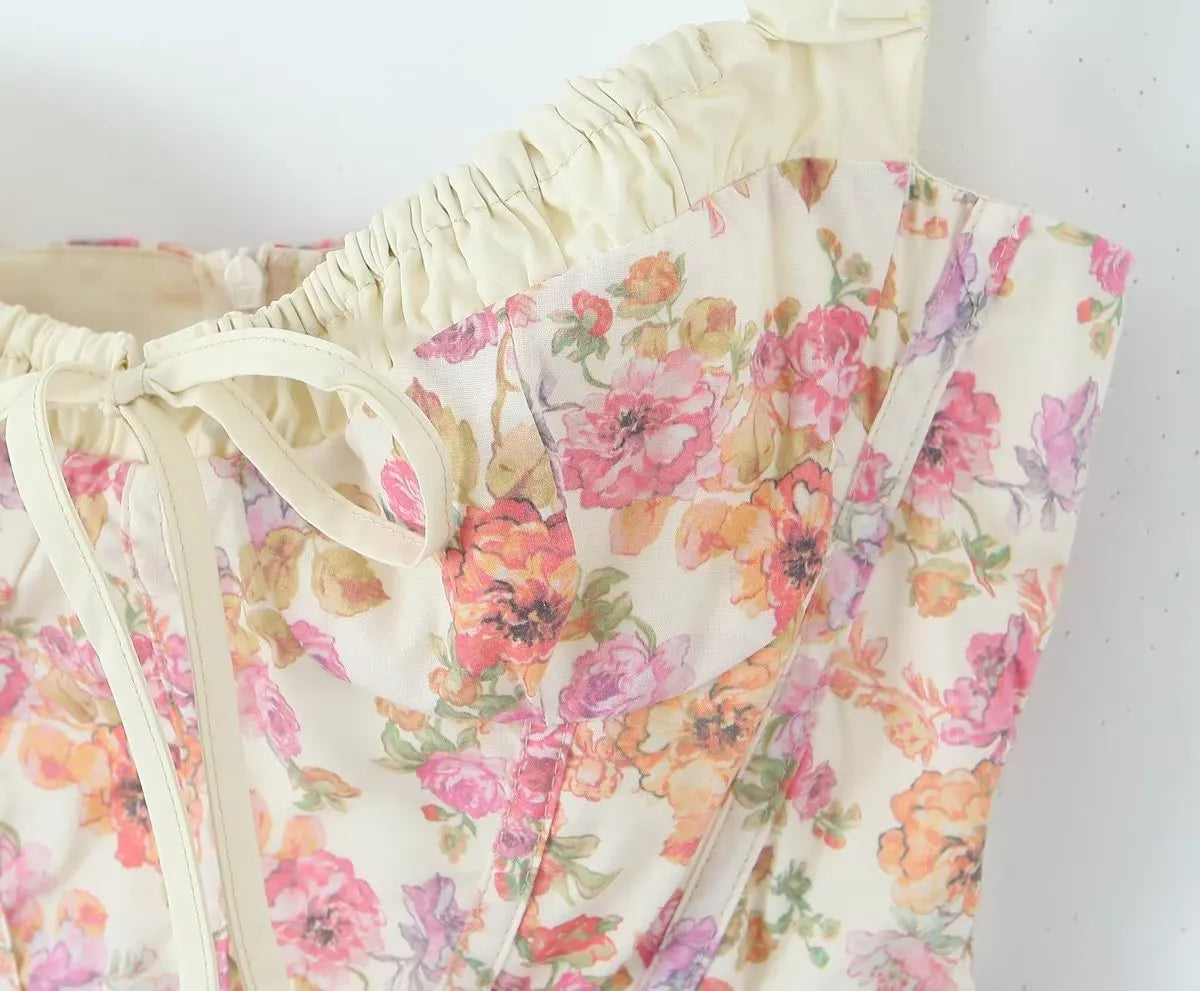 Whimsical Cottagecore Floral Strap Summer Dress